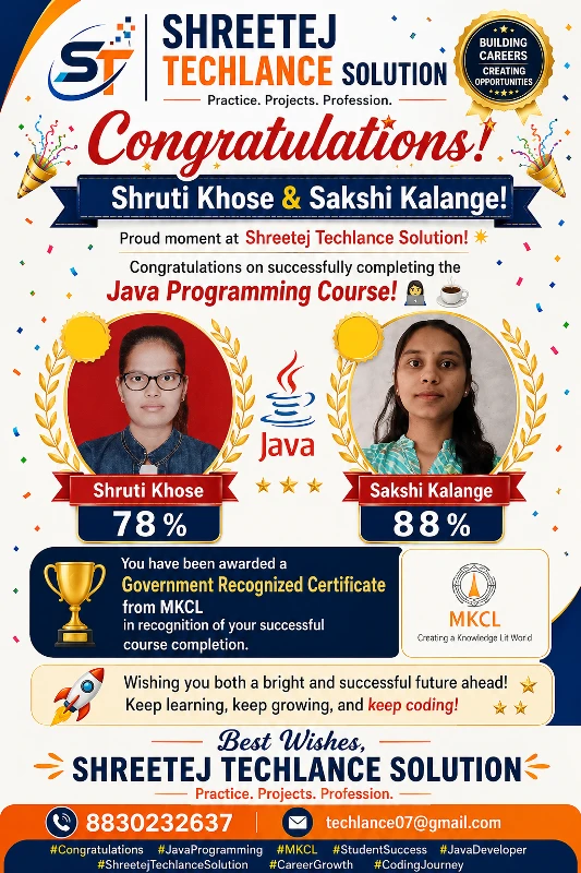 JAVA Course Completed